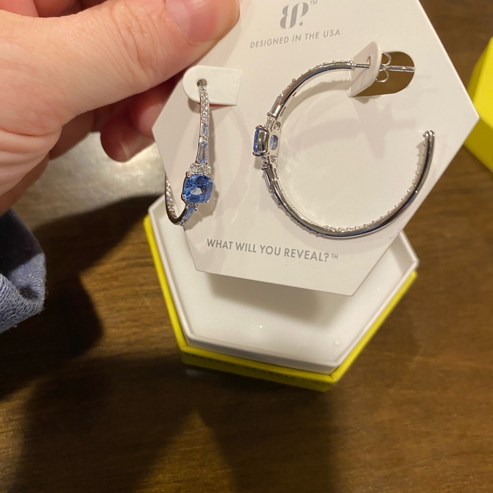 Elegant Silver and Blue Hoop Earrings